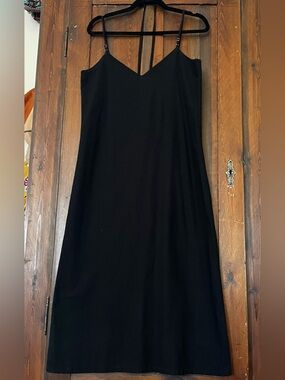 Linen Dress Black Spaghetti Straps